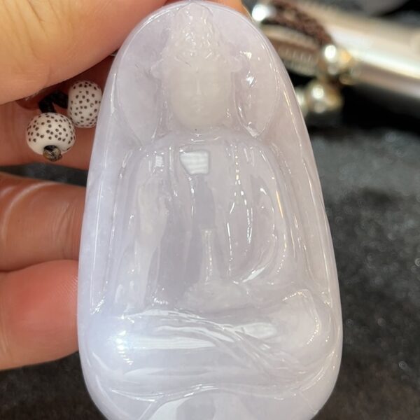 淺紫色翡翠觀音吊墜｜大件厚身玉器推薦｜天然 A 貨紫羅蘭翡翠吉祥守護 編號 #467