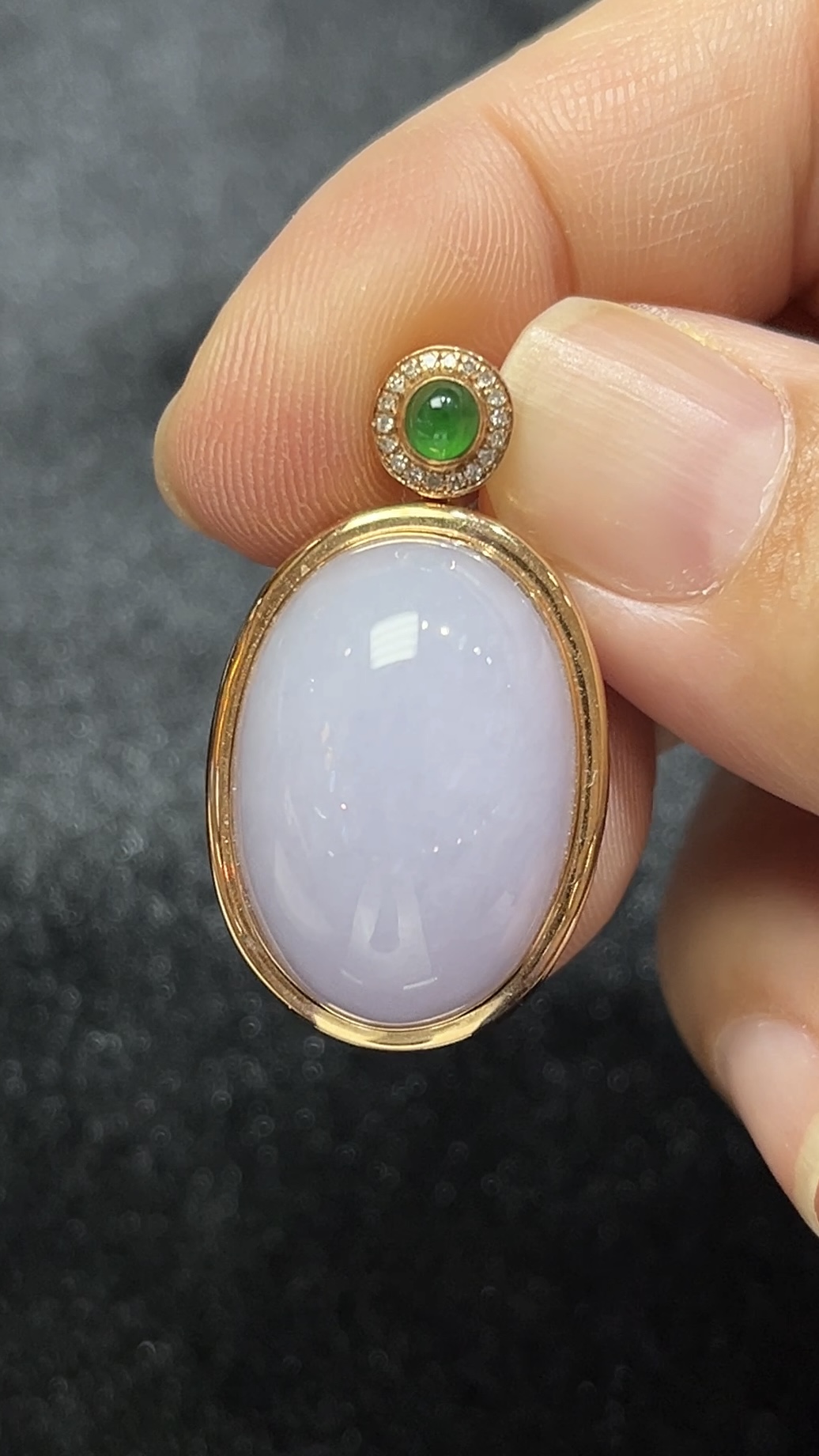 紫羅蘭翡翠蛋面吊墜|厚身設計 × 18K黃金鑲嵌|極簡高雅之選|商品編號#284 2 紫羅蘭翡翠蛋面吊墜|厚身設計 × 18K黃金鑲嵌|極簡高雅之選|商品編號#284 - Image 2