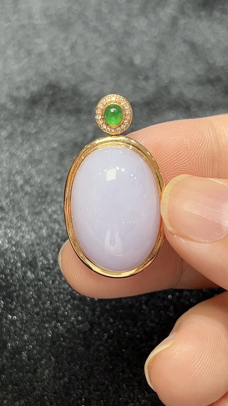 紫羅蘭翡翠蛋面吊墜|厚身設計 × 18K黃金鑲嵌|極簡高雅之選|商品編號#284 4 紫羅蘭翡翠蛋面吊墜|厚身設計 × 18K黃金鑲嵌|極簡高雅之選|商品編號#284 - Image 4