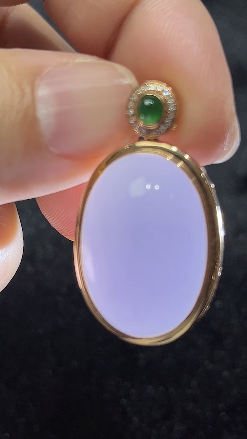 紫羅蘭翡翠蛋面吊墜|厚身設計 × 18K黃金鑲嵌|極簡高雅之選|商品編號#284 9 紫羅蘭翡翠蛋面吊墜|厚身設計 × 18K黃金鑲嵌|極簡高雅之選|商品編號#284 - Image 9