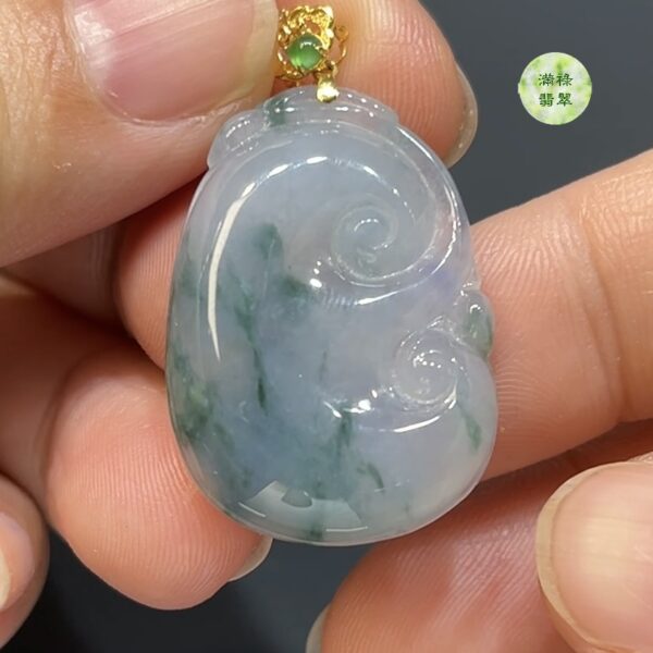 翡翠玉器精選 編號#401 紫翡如意・18K黃金典藏之美 如意吊墜