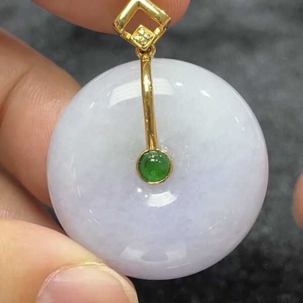 紫羅蘭翡翠算盤珠平安扣吊墜｜厚身大件設計｜商品編號#281