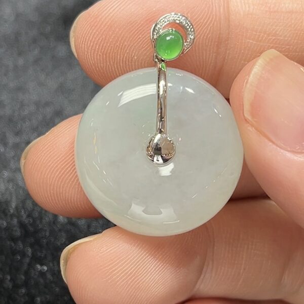 翡翠特厚平安扣吊墜｜18K白金鑲嵌設計 商品編號#283