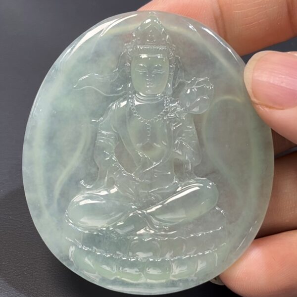 翡翠觀音｜高品質天然翡翠 × 盤腿蓮花台 × 手持蓮花｜玉器靈氣守護 編號#500