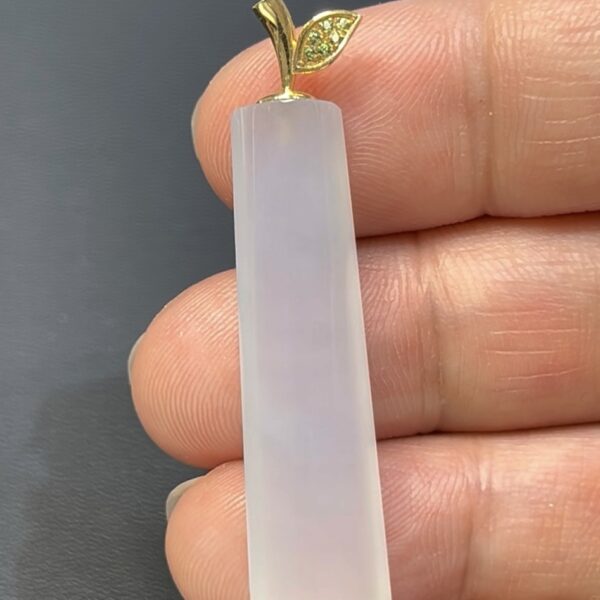 翡翠無事柱｜白色翡翠 × 極簡哲學 × 18K黃金扣頭設計 #515