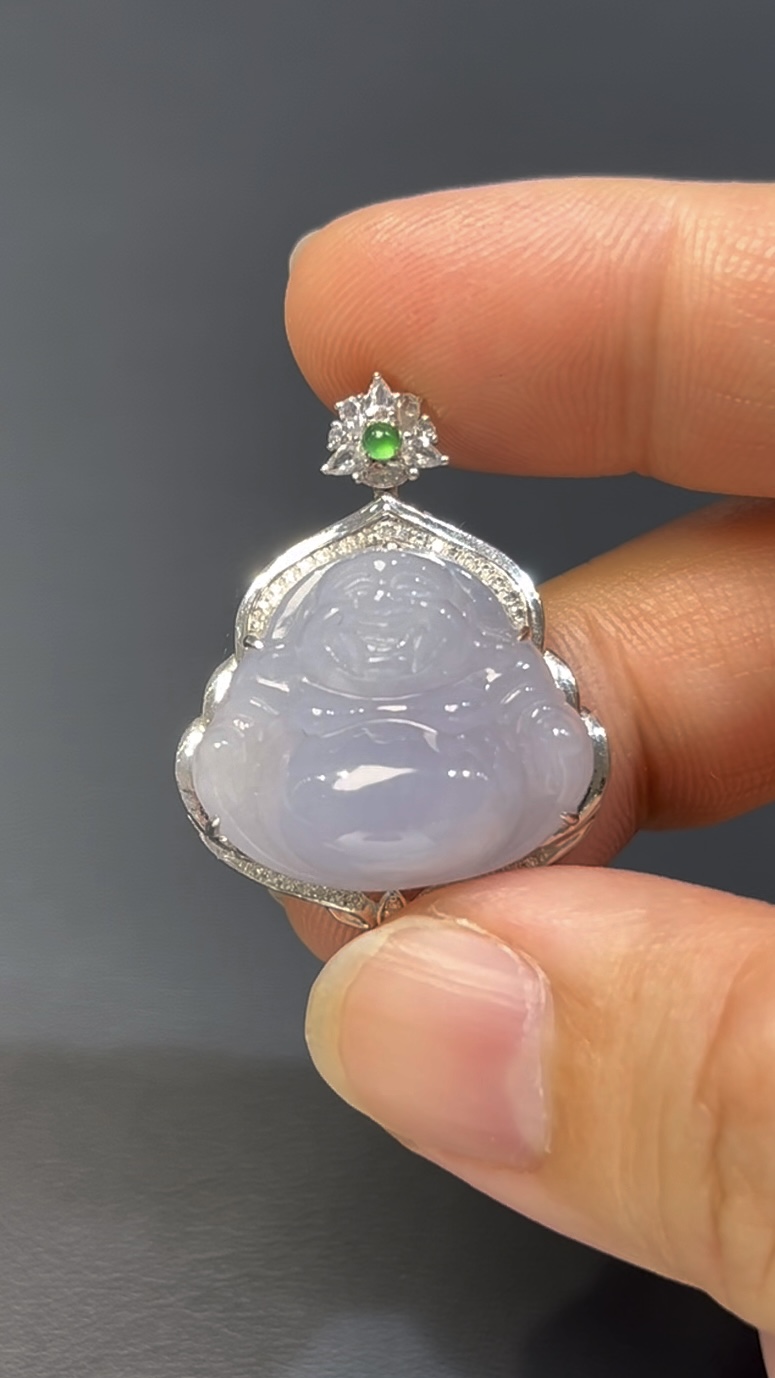 翡翠佛公 · 編號#544 & #545 同料一對 · 淺紫之靜 · 鑽光護福 2 翡翠佛公 · 編號#544 & #545 同料一對 · 淺紫之靜 · 鑽光護福 - Image 2