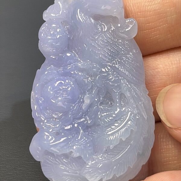 編號#547 翡翠鳳凰 紫色翡翠 · 全人手雕刻 · 完美佳品