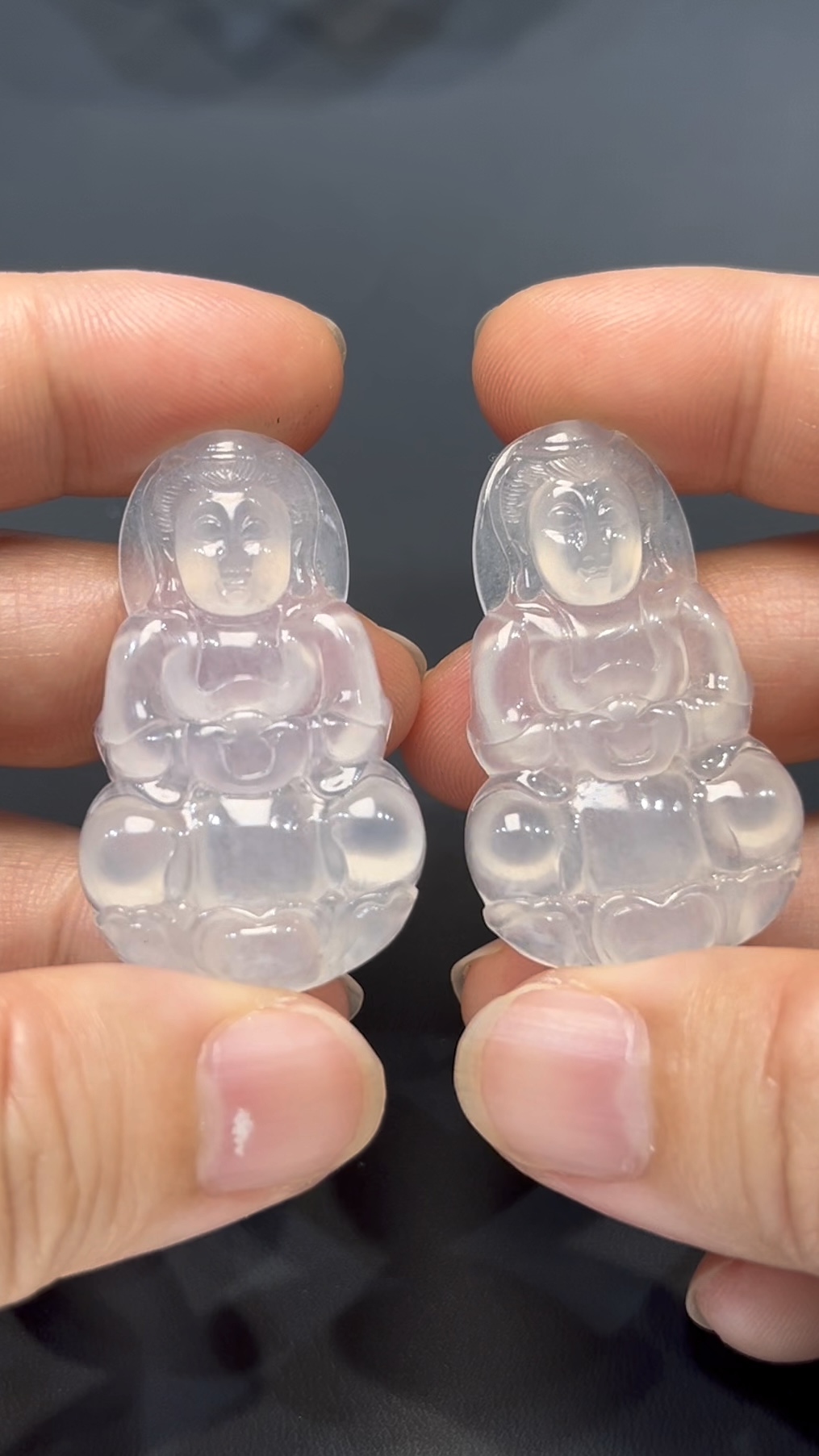 冰透高品質翡翠觀音一對|同料雕刻 × 靈性守護 × 收藏精品|編號 #575 2 冰透高品質翡翠觀音一對|同料雕刻 × 靈性守護 × 收藏精品|編號 #575 - Image 2
