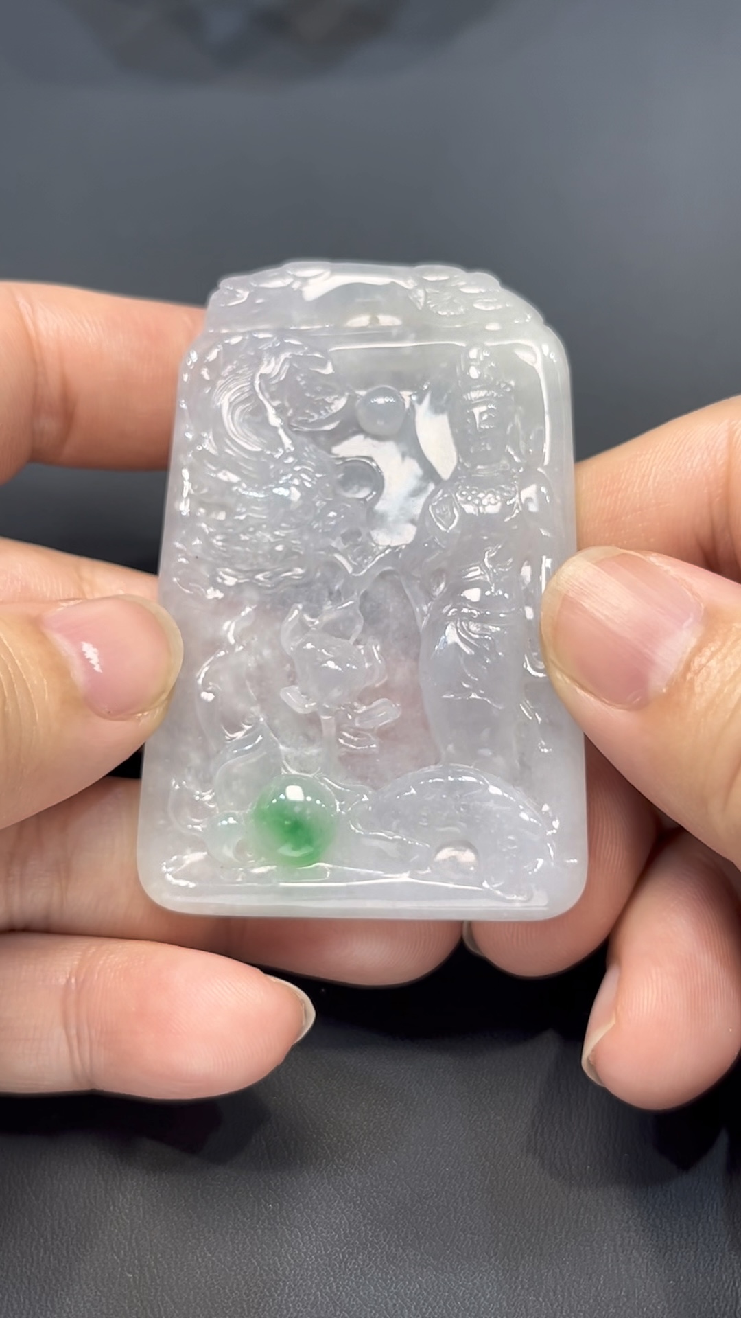 天然翡翠觀音龍牌|立體雕刻|編號#576|站姿觀音守護龍氣 10 天然翡翠觀音龍牌|立體雕刻|編號#576|站姿觀音守護龍氣 - Image 10