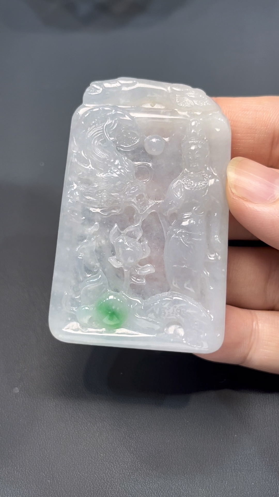 天然翡翠觀音龍牌|立體雕刻|編號#576|站姿觀音守護龍氣 5 天然翡翠觀音龍牌|立體雕刻|編號#576|站姿觀音守護龍氣 - Image 5