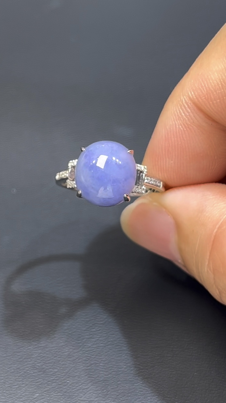 紫羅蘭翡翠蛋面|濃郁紫色 × 18K白金鑲嵌 × 簡約高雅|編號 #602 5 紫羅蘭翡翠蛋面|濃郁紫色 × 18K白金鑲嵌 × 簡約高雅|編號 #602 - Image 5