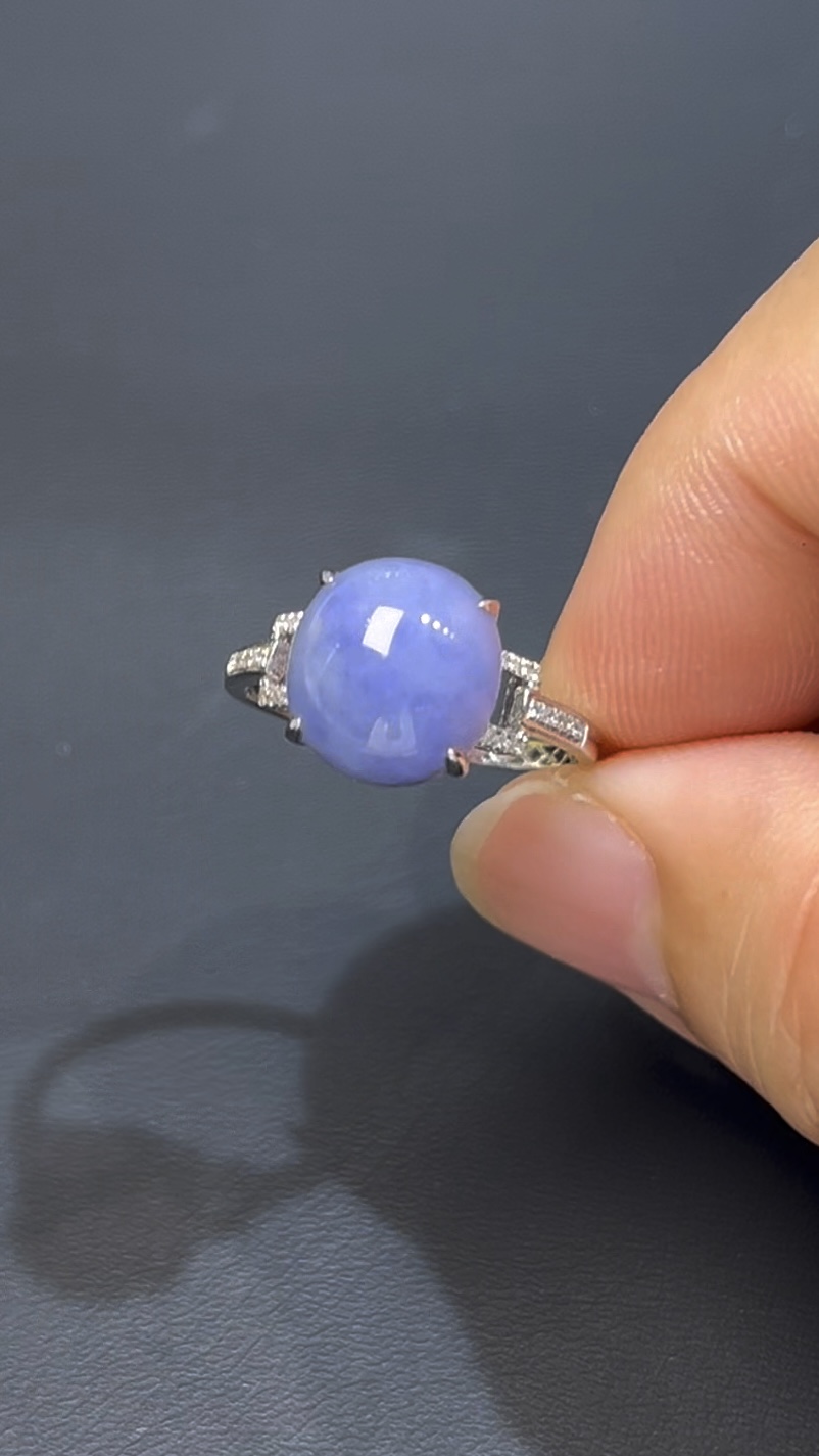 紫羅蘭翡翠蛋面|濃郁紫色 × 18K白金鑲嵌 × 簡約高雅|編號 #602 6 紫羅蘭翡翠蛋面|濃郁紫色 × 18K白金鑲嵌 × 簡約高雅|編號 #602 - Image 6