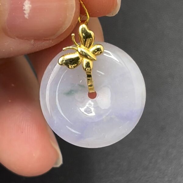 翡翠平安扣 × 18K黃金蝴蝶扣｜蛻變寓意的高雅吊墜 #606
