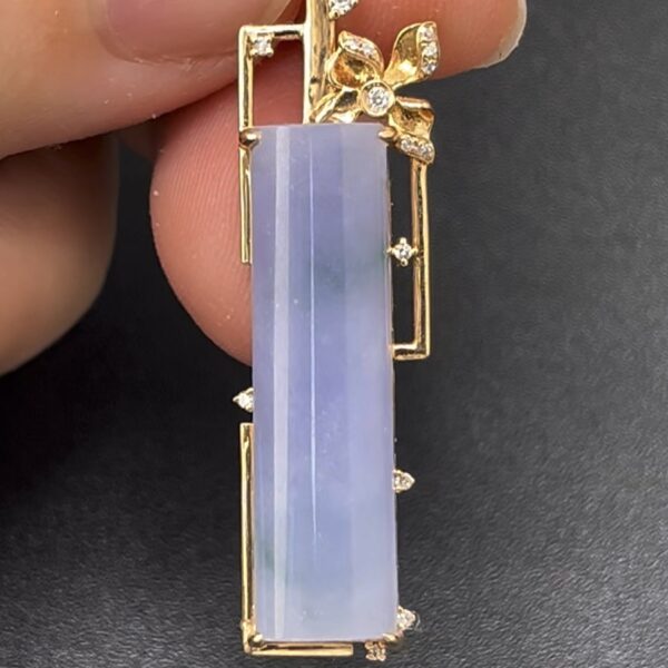 翡翠竹節吊墜｜18K黃金幾何扣 × 節節高升寓意｜編號 #607