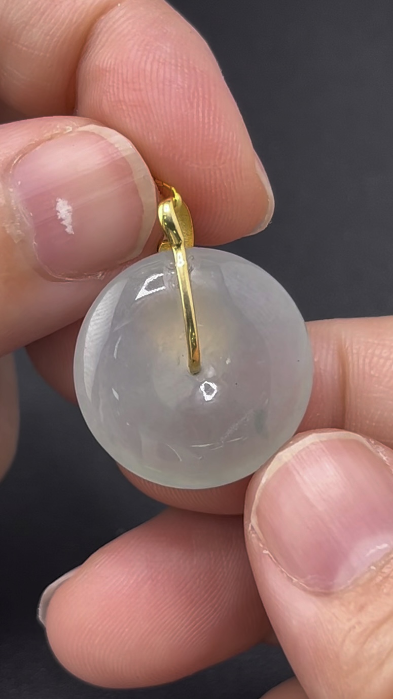 翡翠平安扣吊墜 編號#620|18K黃金樹葉扣頭|純淨玉種 收藏首選 5 翡翠平安扣吊墜 編號#620|18K黃金樹葉扣頭|純淨玉種 收藏首選 - Image 5