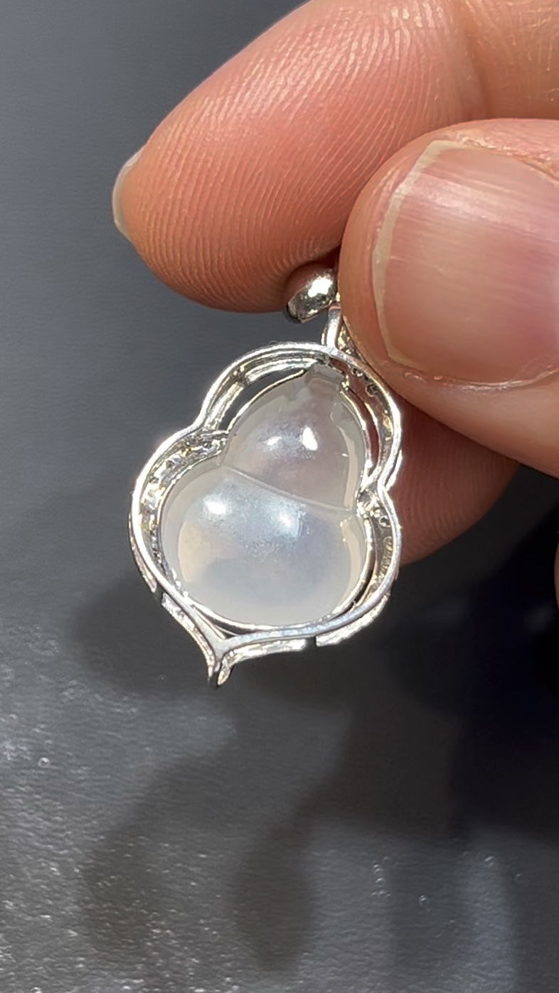 翡翠葫蘆造型|白金鑲嵌設計|吉祥開運精品 編號#626 6 翡翠葫蘆造型|白金鑲嵌設計|吉祥開運精品 編號#626 - Image 6