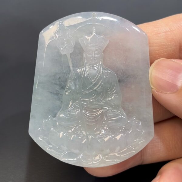 翡翠地藏菩薩吊墜 天然A貨玉雕 質地細膩 雕工精緻 佛教珠寶推薦 編號#634