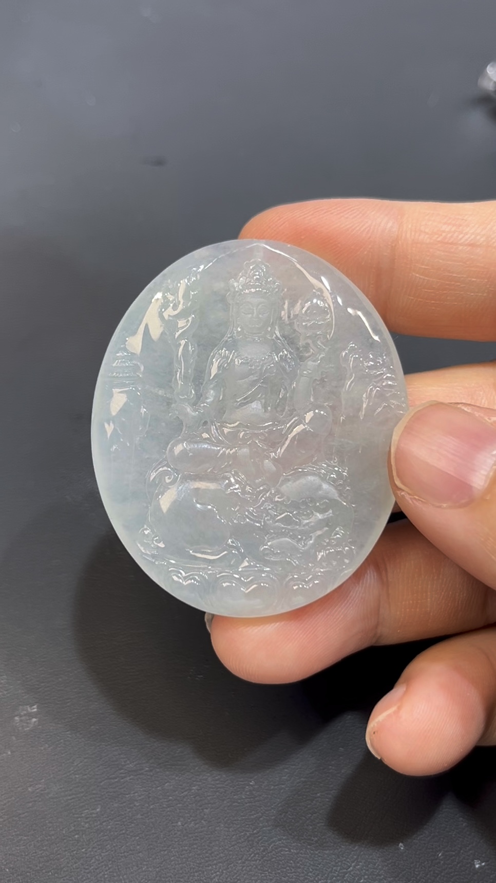 翡翠文殊菩薩吊墜 天然A貨玉雕 質地細膩 雕工精緻 佛教珠寶推薦 編號#635 5 翡翠文殊菩薩吊墜 天然A貨玉雕 質地細膩 雕工精緻 佛教珠寶推薦 編號#635 - Image 5