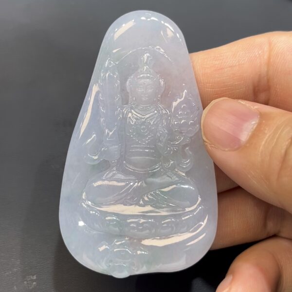 翡翠虛空藏菩薩吊墜 天然A貨玉雕 質地細膩 雕工精緻 佛教守護神 編號#637