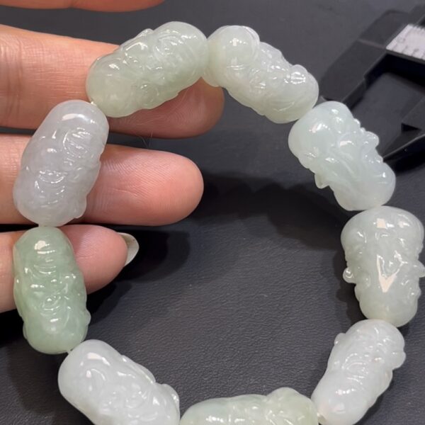 翡翠佛頭手串 編號#658｜立體雕刻造型｜天然玉料｜守護寓意 收藏首選
