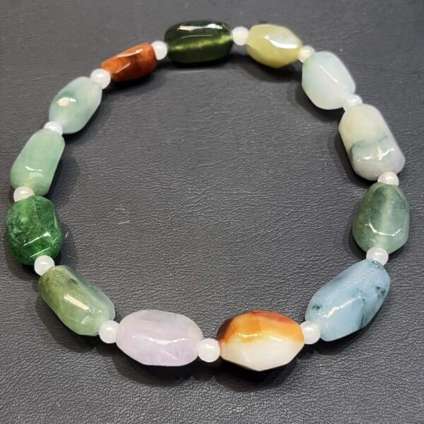 翡翠多寶手串 編號#666｜不規則造型 多色碰撞｜天然玉料 個性設計 收藏首選