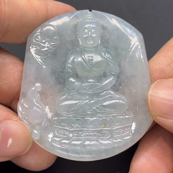 翡翠佛祖吊墜 編號#674｜種水極佳 坐蓮花座｜厚裝雕刻 收藏首選