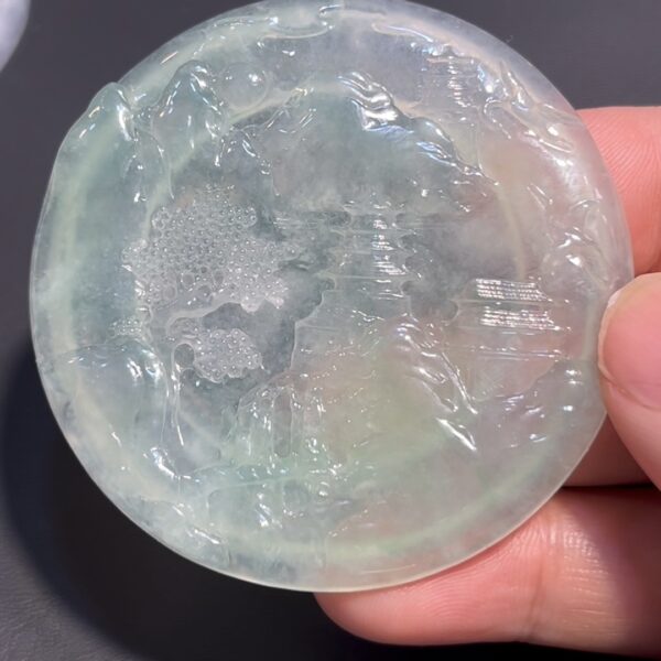 翡翠山水牌 編號#682｜冰潤通透｜自然靈氣｜文化藝術吊墜