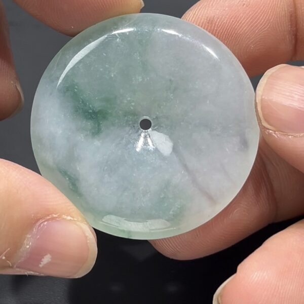 翡翠平安扣 編號#702｜大尺寸飄綠花 × 冰透種水｜吉祥寓意 限量收藏推薦