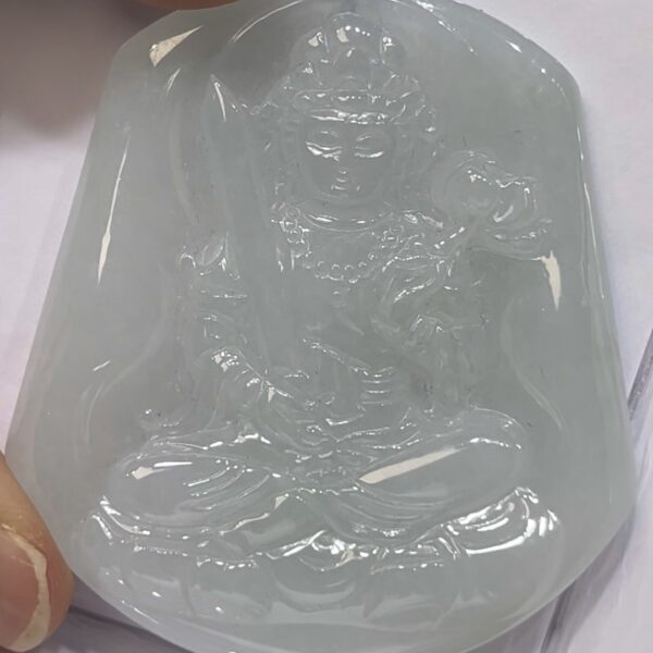 翡翠文殊菩薩吊墜｜白玉好水頭 × 智慧劍與蓮花手勢 × 男士正裝首選｜性價比翡翠推薦 #727