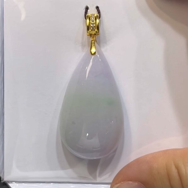 翡翠水滴吊墜｜紫綠幻變色 × 女士小精品 × 925銀扣設計 × 性價比之選｜典雅翡翠推薦 #735