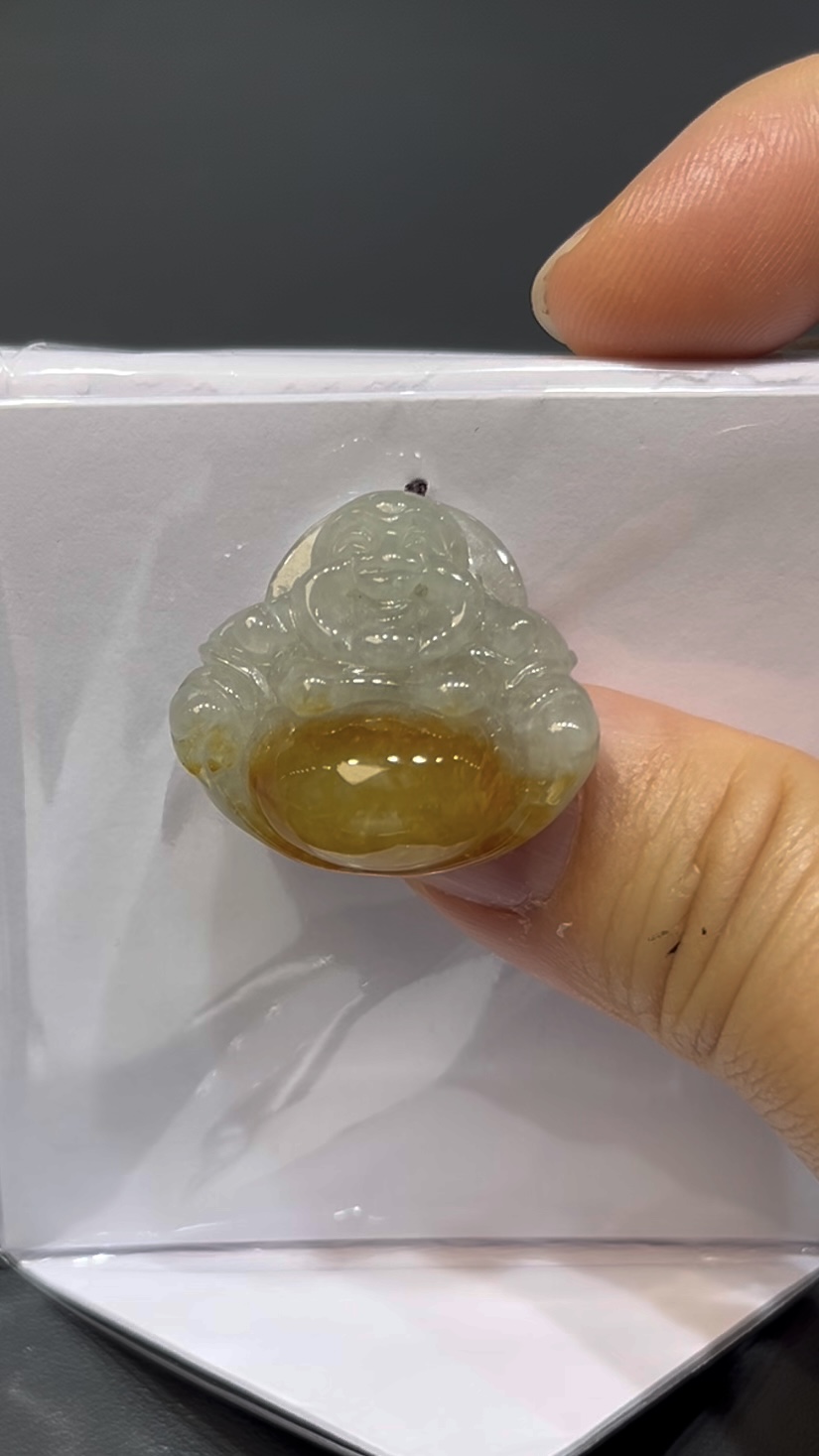 翡翠佛公吊墜|黃翡肚子點綴 × 女士小巧精品 × 福氣滿滿 × 性價比之選|吉祥翡翠推薦 #736 2 翡翠佛公吊墜|黃翡肚子點綴 × 女士小巧精品 × 福氣滿滿 × 性價比之選|吉祥翡翠推薦 #736 - Image 2