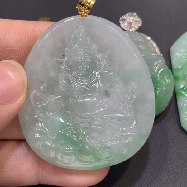 翡翠黃財神吊墜｜招財進寶 × 18K黃金扣鑲嵌 × 守護財運 × 吉祥精品推薦｜翡翠推薦 #780
