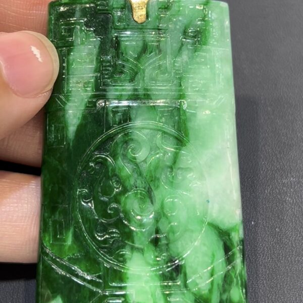 翡翠仿古吊墜｜花青種玉料 × 古色古香 × 18K黃金扣頭 × 收藏級文化精品｜翡翠推薦 #794