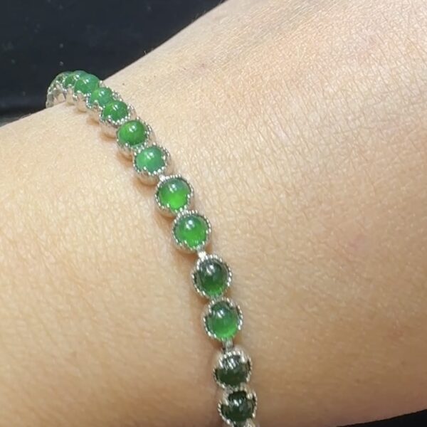 翡翠手串｜危地馬拉翡翠 × 28粒高色蛋面 × 種水佳 × 925銀托設計推薦 #48472