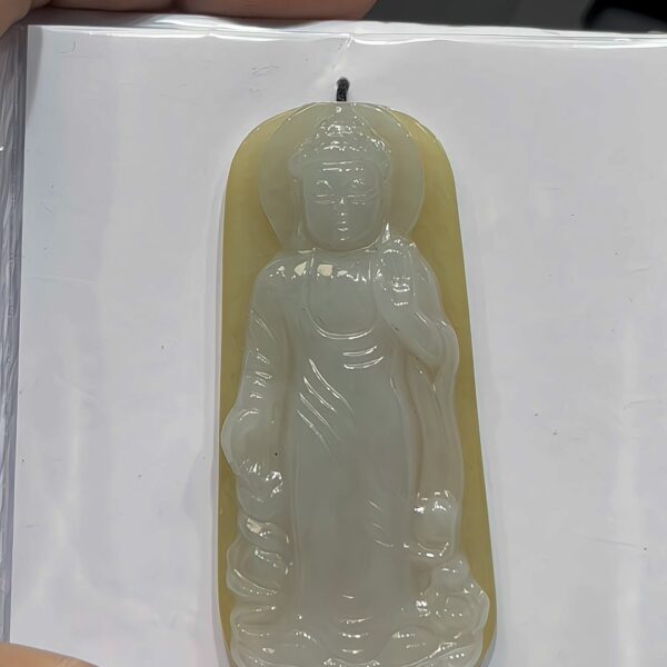 翡翠大日如來吊墜｜緬甸翡翠 × 白玉正面 × 黃翡皮背部 × 莊嚴吉祥推薦 #823