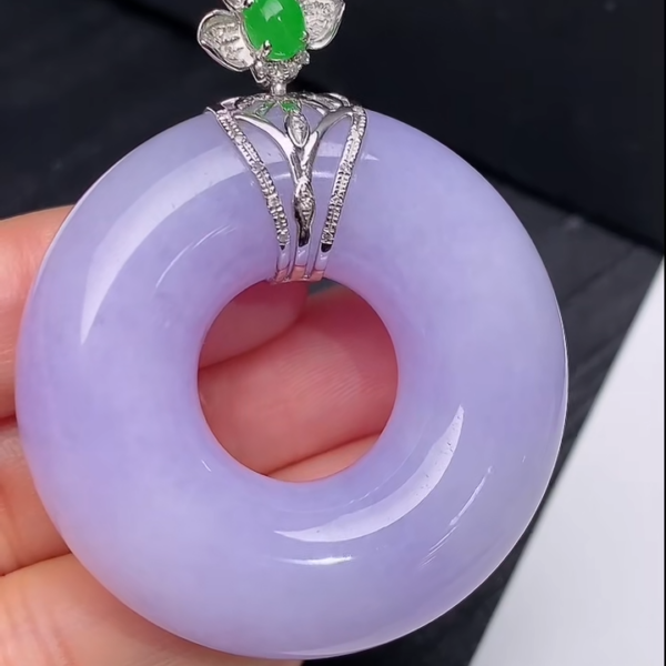 翡翠18K鑽石鑲嵌紫羅蘭平安環｜貨品編號845