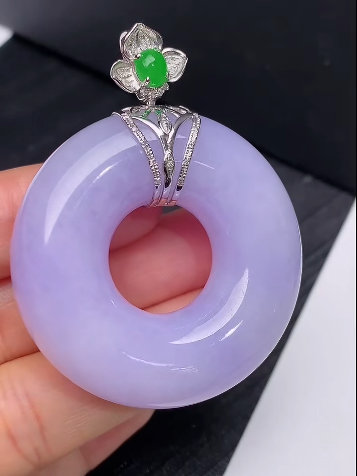 翡翠18K鑽石鑲嵌紫羅蘭平安環|貨品編號845 3 翡翠18K鑽石鑲嵌紫羅蘭平安環|貨品編號845 - Image 3