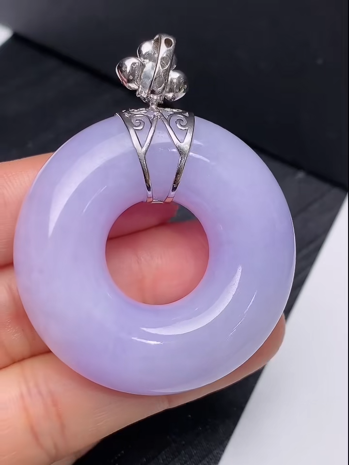 翡翠18K鑽石鑲嵌紫羅蘭平安環|貨品編號845 5 翡翠18K鑽石鑲嵌紫羅蘭平安環|貨品編號845 - Image 5