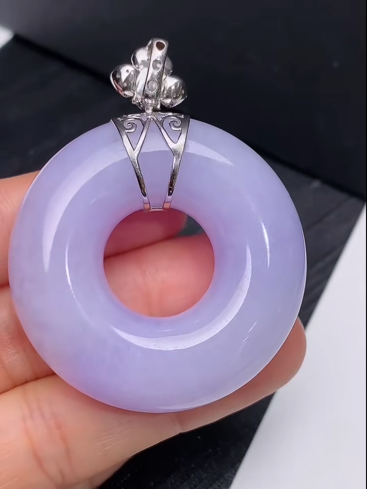 翡翠18K鑽石鑲嵌紫羅蘭平安環|貨品編號845 6 翡翠18K鑽石鑲嵌紫羅蘭平安環|貨品編號845 - Image 6