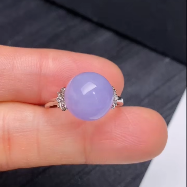 翡翠18K鑲嵌紫羅蘭圓形蛋面戒指｜高貴典雅珠寶推薦 #846