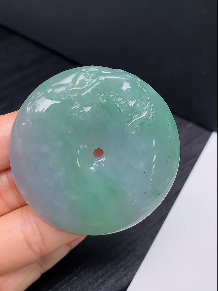 仿古龍紋翡翠平安扣|守護平安吉祥 #852 3 仿古龍紋翡翠平安扣|守護平安吉祥 #852 - Image 3