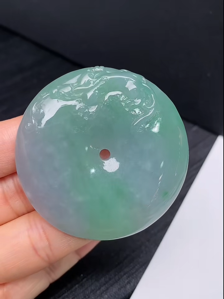 仿古龍紋翡翠平安扣|守護平安吉祥 #852 6 仿古龍紋翡翠平安扣|守護平安吉祥 #852 - Image 6