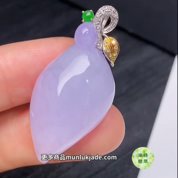 翡翠18K鑲鑽紫羅蘭福瓜吊墜｜寓意福祿吉祥#855