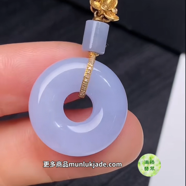 翡翠18K鑲嵌紫羅蘭平安扣｜柔美高雅守護平安#861