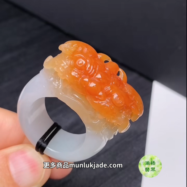 紅翡貔貅戒指｜雕刻細緻招財辟邪 #865