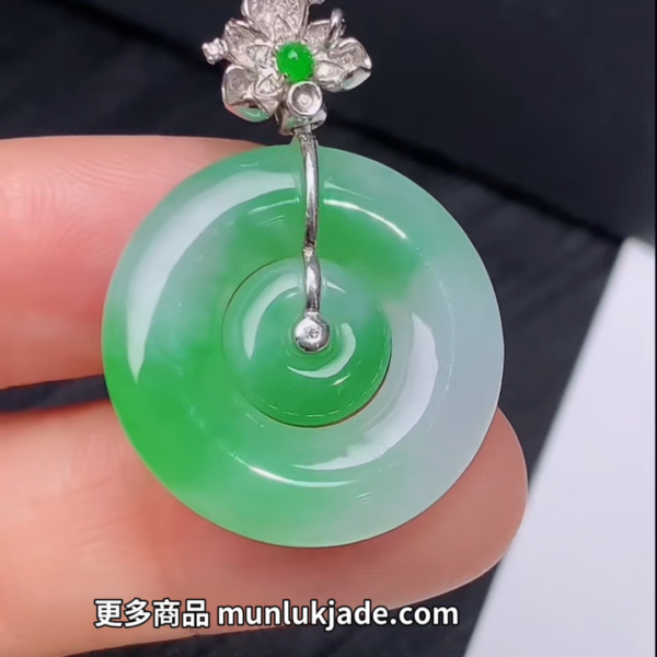 翡翠18K鑽石子母扣吊墜｜親情守護圓滿相連 #869