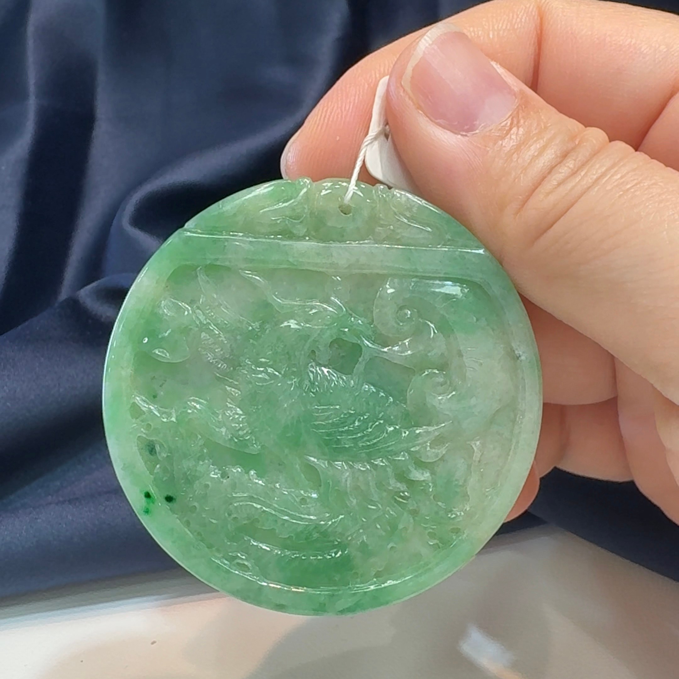 【滿綠翡翠鳳牌】天然緬甸A貨玉器吊墜(附香港翡翠證書)|滿祿翡翠 M42747 5 滿祿翡翠 - 天然緬甸A貨滿綠翡翠鳳牌吊墜 M42747