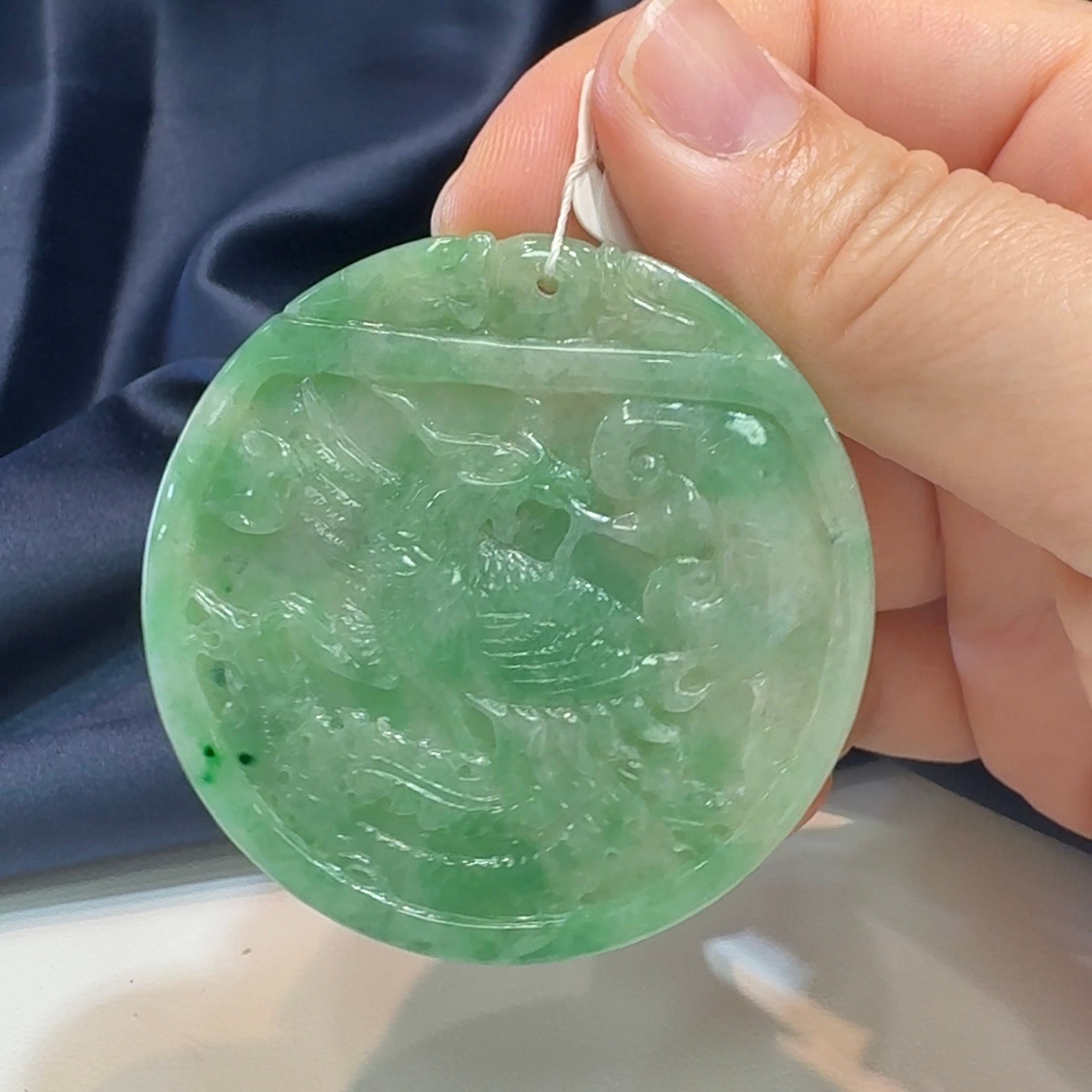 【滿綠翡翠鳳牌】天然緬甸A貨玉器吊墜(附香港翡翠證書)|滿祿翡翠 M42747 7 滿祿翡翠 - 天然緬甸A貨滿綠翡翠鳳牌吊墜 M42747