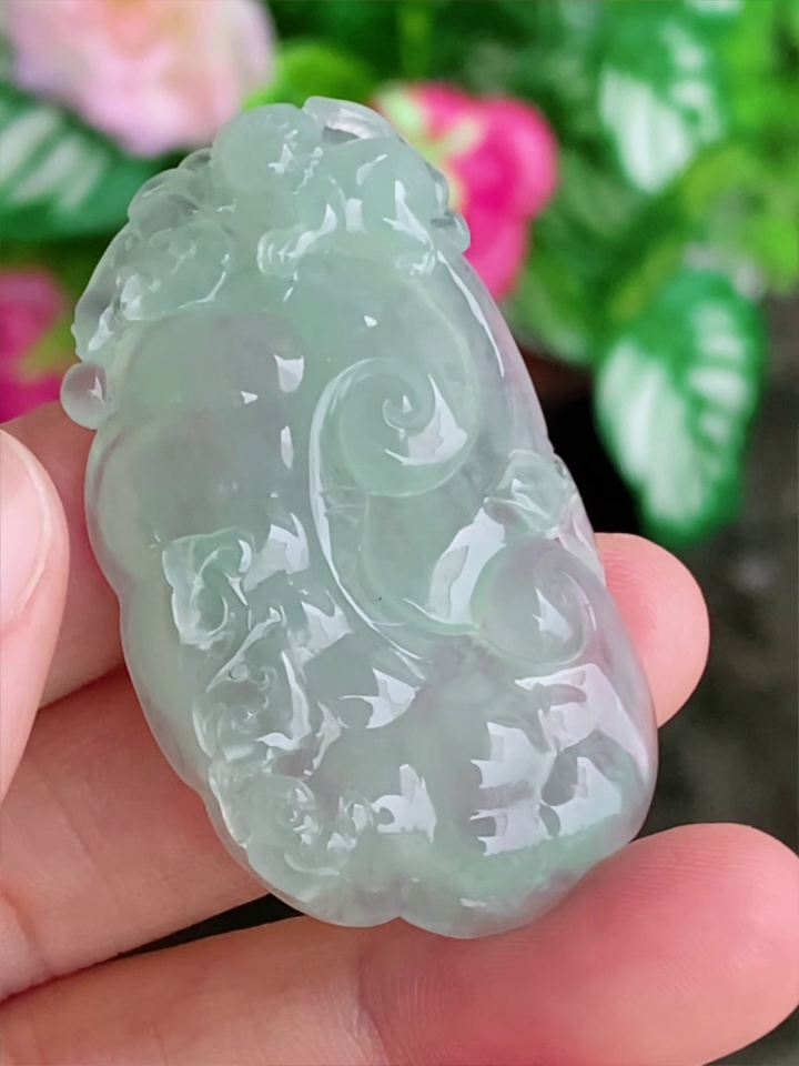 天然緬甸翡翠 老種起膠翡翠如意吊墜|小猴靈芝長壽寓意 2 天然緬甸翡翠 老種起膠翡翠如意吊墜|小猴靈芝長壽寓意 - Image 2
