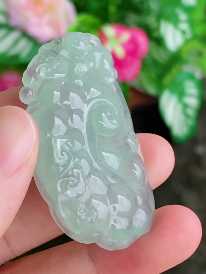 天然緬甸翡翠 老種起膠翡翠如意吊墜|小猴靈芝長壽寓意 5 天然緬甸翡翠 老種起膠翡翠如意吊墜|小猴靈芝長壽寓意 - Image 5